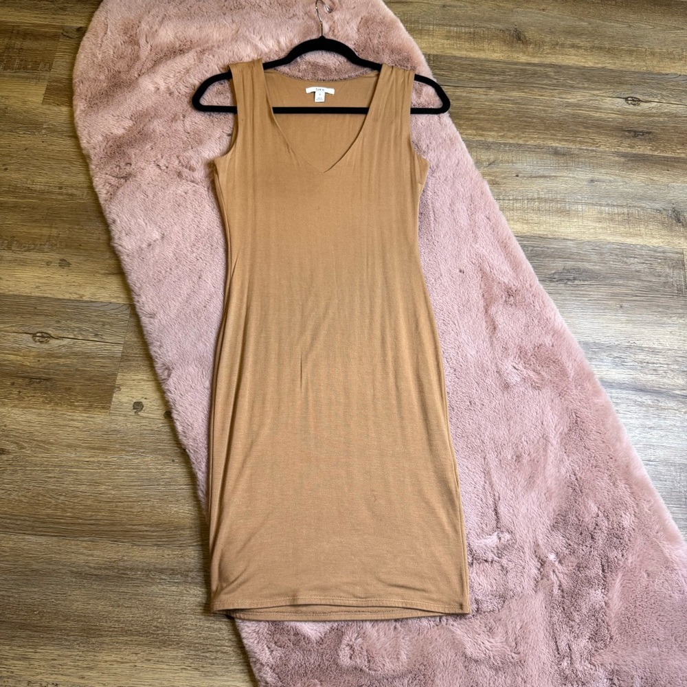 Bar III Sleeveless V-Neck Tan Midi Dress